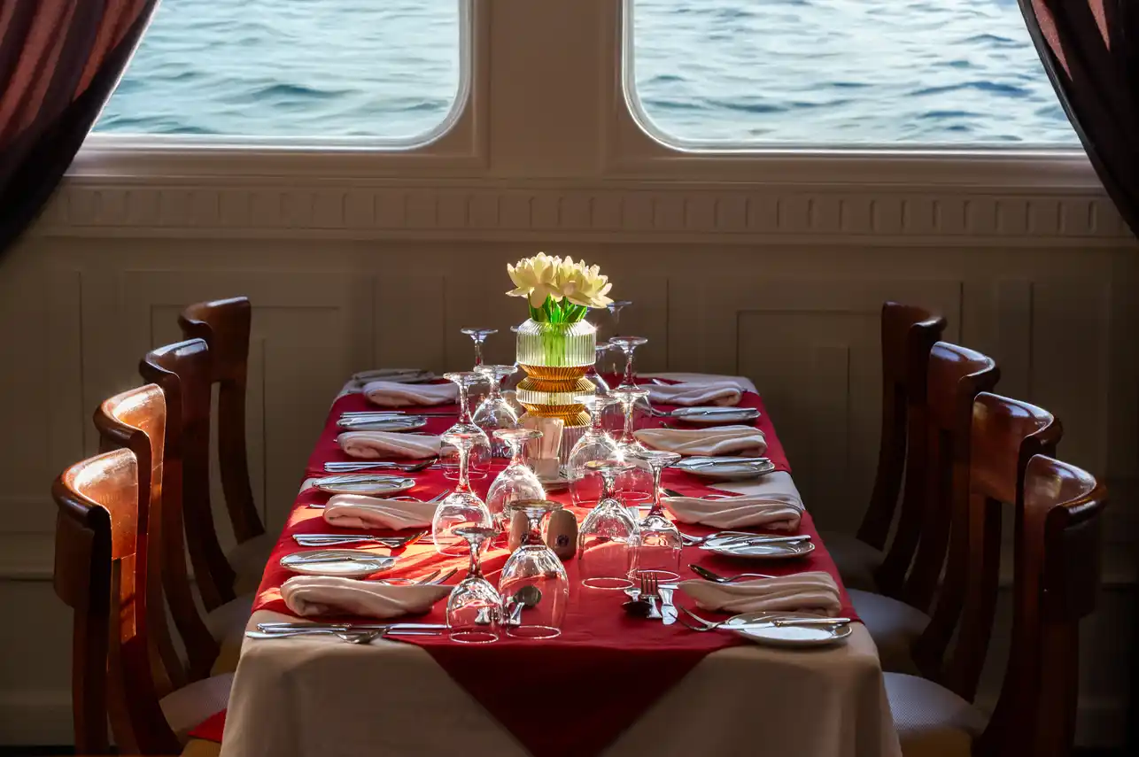 Restaurant aboard the MS Nile Crown II Nile Cruise Nile cruise